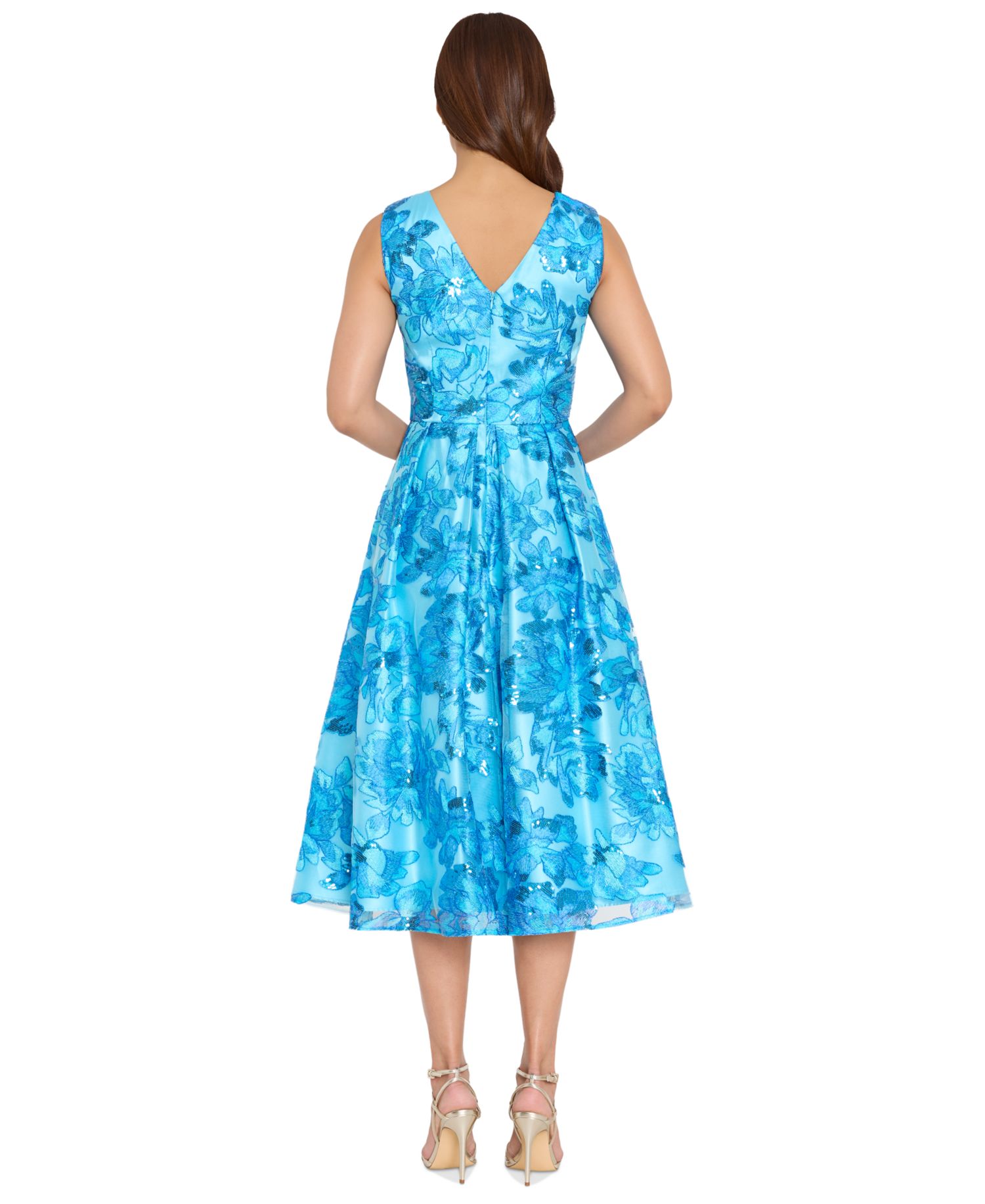 Women's Embroidered Boat Neck Midi Dress