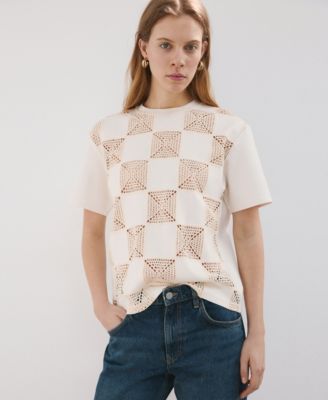 Women's Printed Crocheted T-Shirt