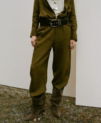 Women's Straight Linen-Blend Pants