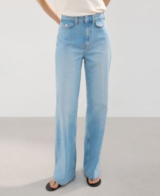 Women's Pockets Wide-Leg Mid-Rise Jeans
