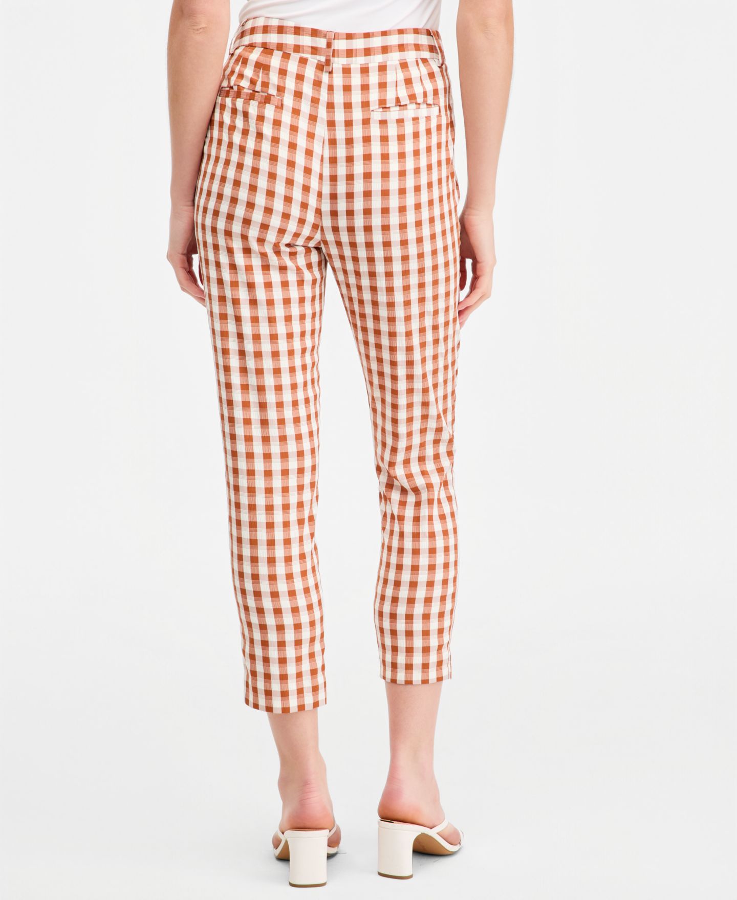 Женские брюки Tahari ASL Gingham Cropped Slim, цвет: Коричная слоновая кость — фото 4