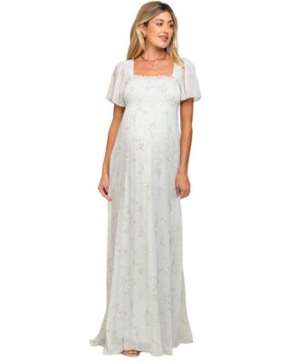 Women's Floral Smocked Chiffon Maxi Dress