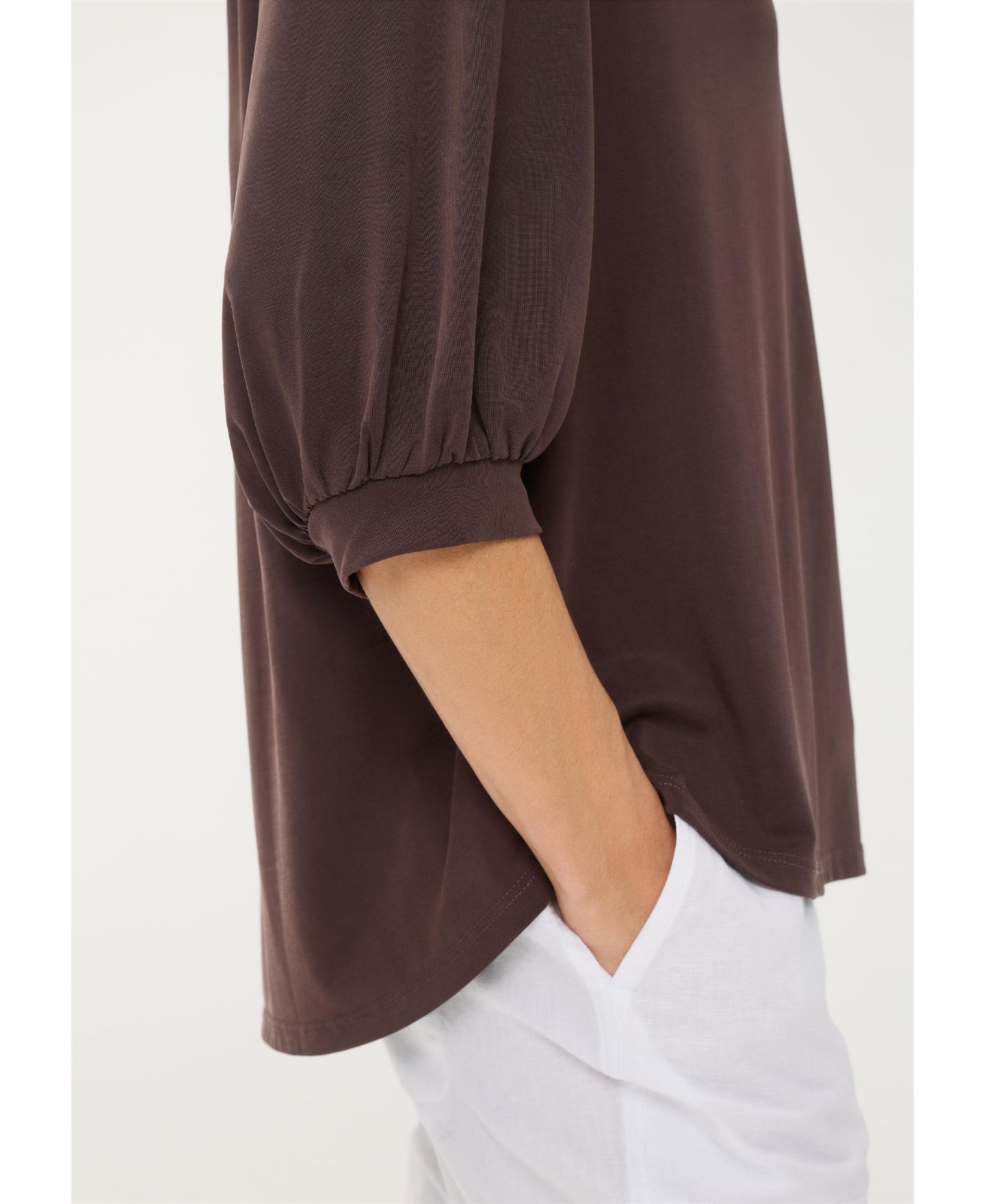 Женская футболка Olsen Solid Tunic, цвет: Тёмный коричневый — фото 4