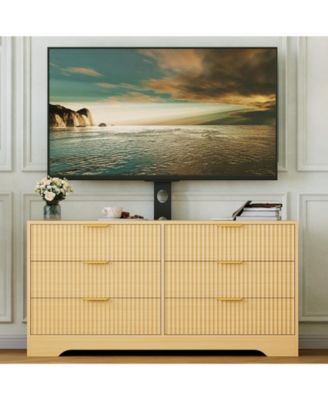 TV Stand with Mount for TVs 32-85", Modern Entertainment Center with 6 Drawers and Adjustable Bracket