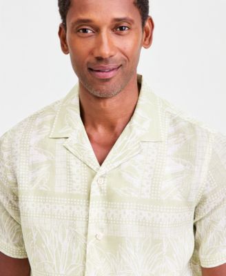 Club Room Men's Tropical Row Camp Collar Linen Short Sleeve Shirt