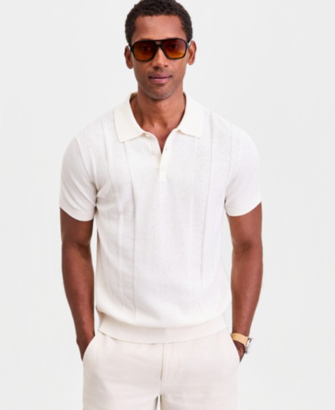 Мужские Club Room Men's Short-Sleeve Linen and Cotton Engineer Sweater