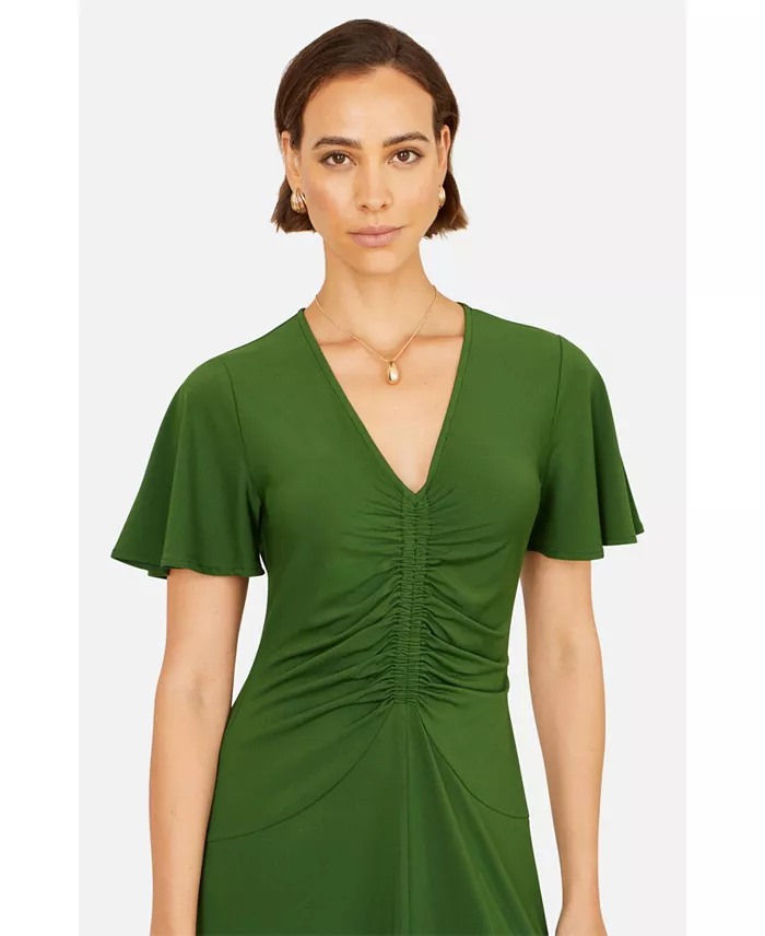 Women's Ruched Front Stretch Midi Dress - thumbnail 10