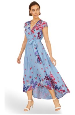 Women's Floral Mirror Dip Hem Wrap Dress