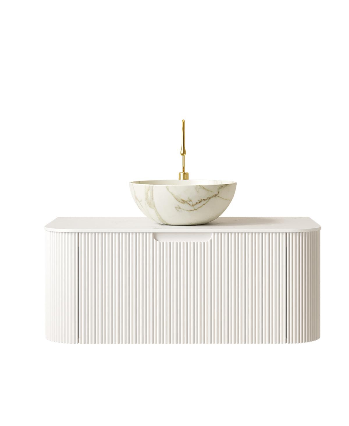 Sillysis Wall Mounted Bathroom Vanity, Matte Bowl Ceramic Basin, Sintered Stone Top