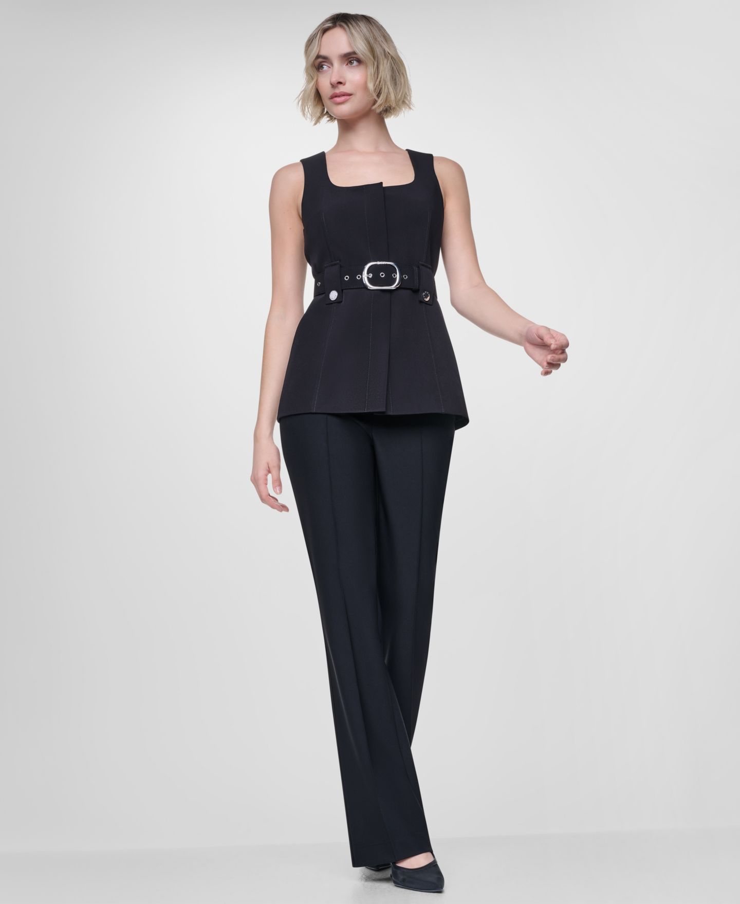 Женский жилет DKNY Belted Sleeveless Vest, цвет: Чёрный — фото 3