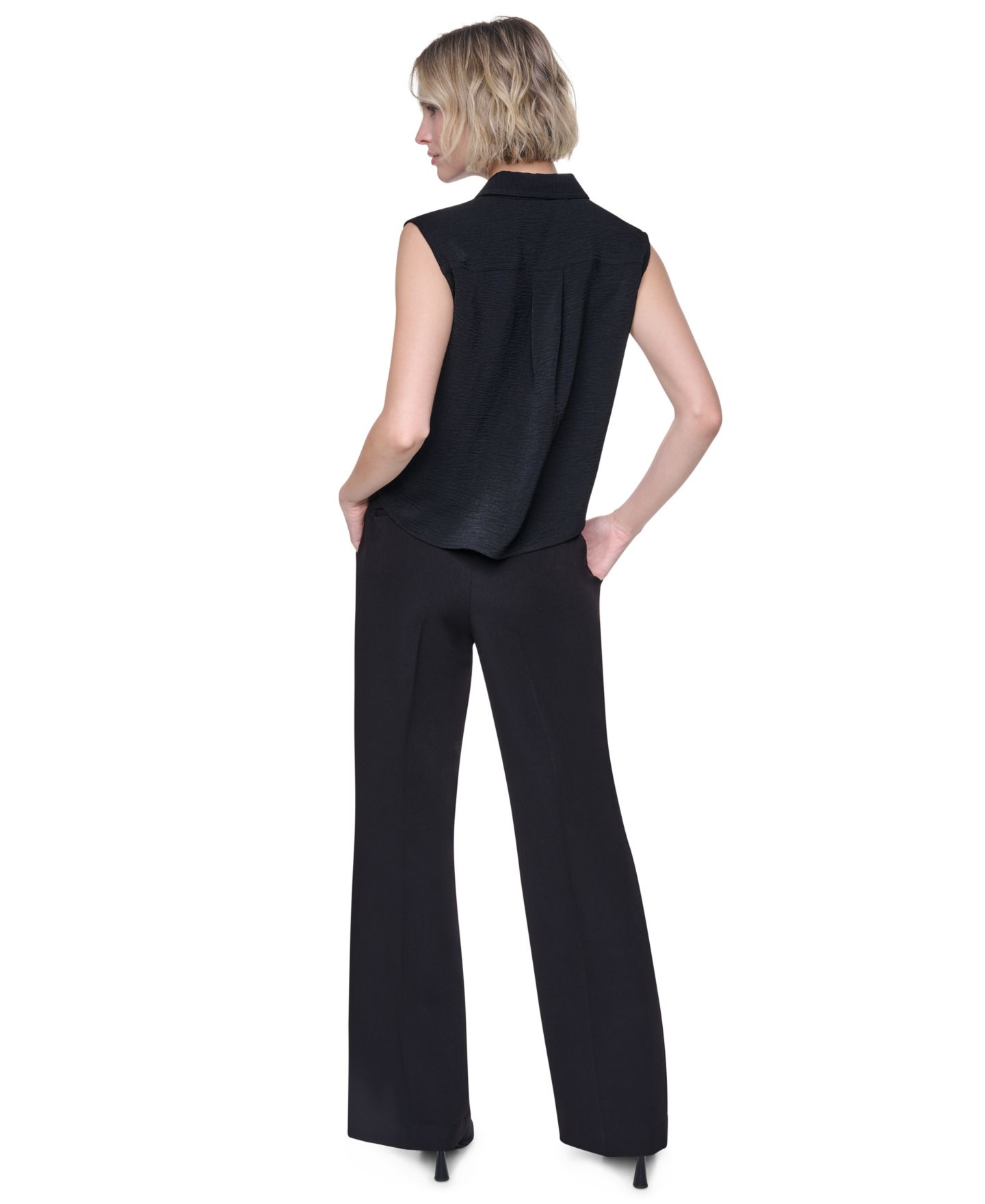 Женский топ DKNY Washer с воротником, цвет: Чёрный — фото 6