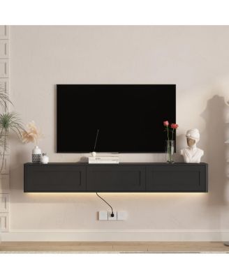 Floating LED TV Stand with Power Outlet
