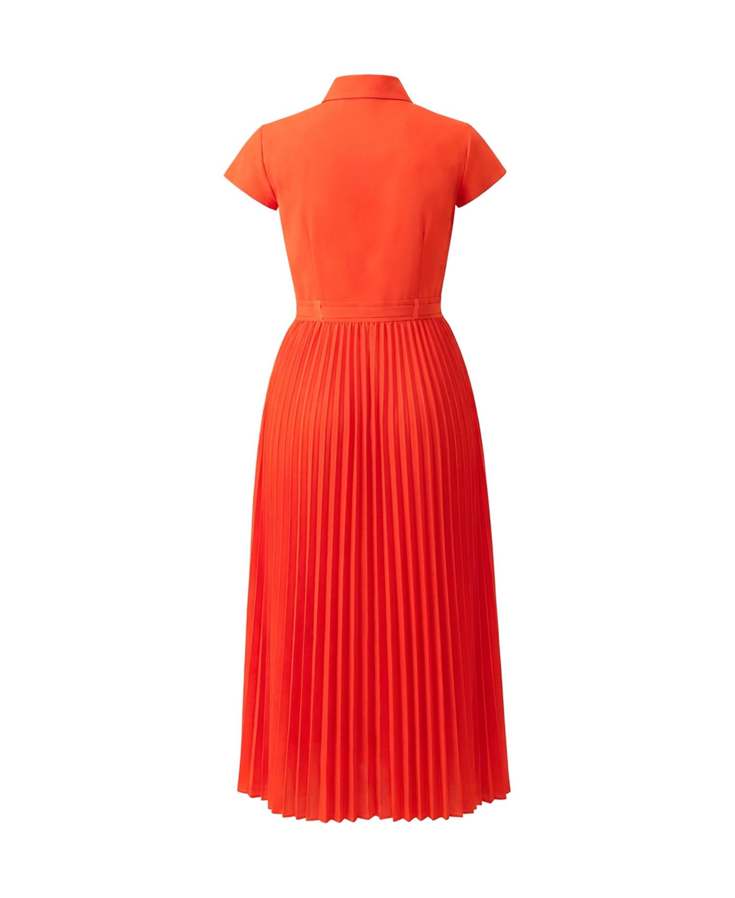 Women's Short Sleeve Shirt Style Pleated Maxi-Dress