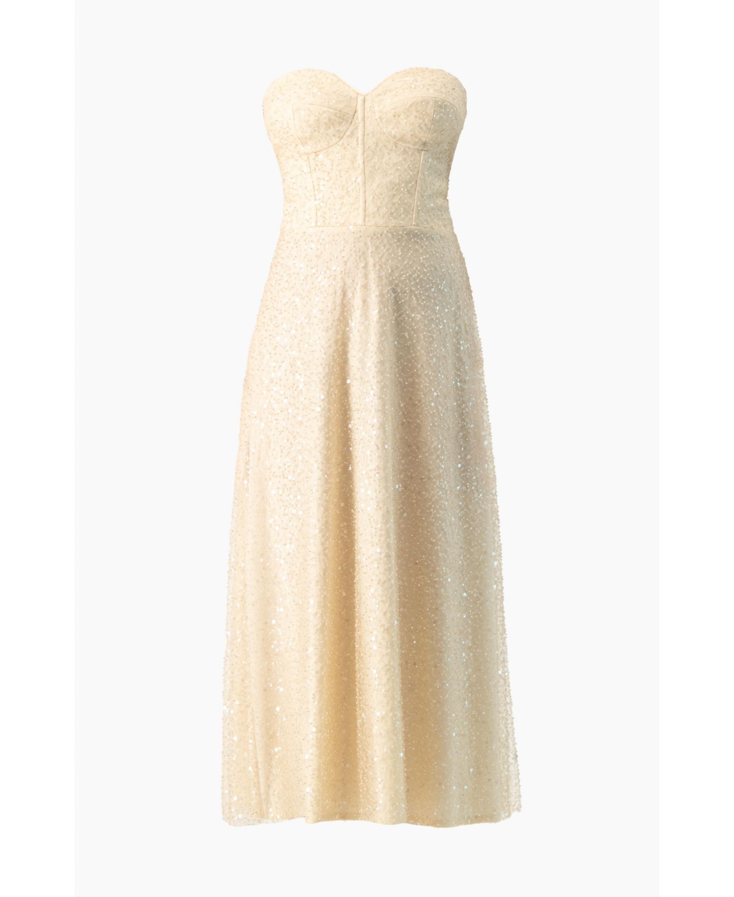 Women's Strapless Bustier Sequin Midi Dress