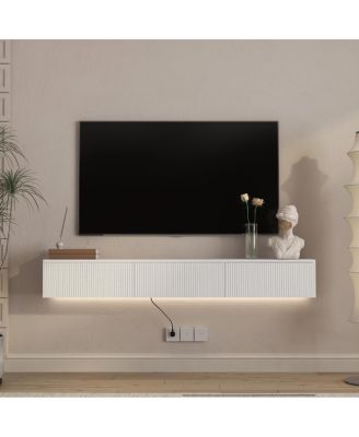Floating TV Stand with 16 Color LEDs, Modern Entertainment Center