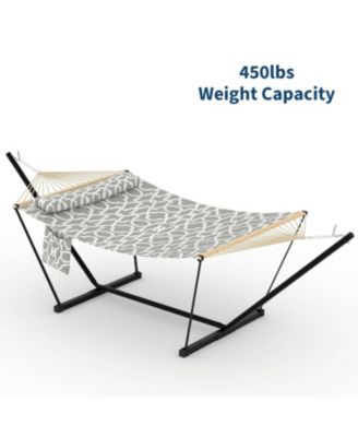 Heavy Duty Portable Double Hammock with Stand for Outdoor Patio, Garden, Beach, Backyard