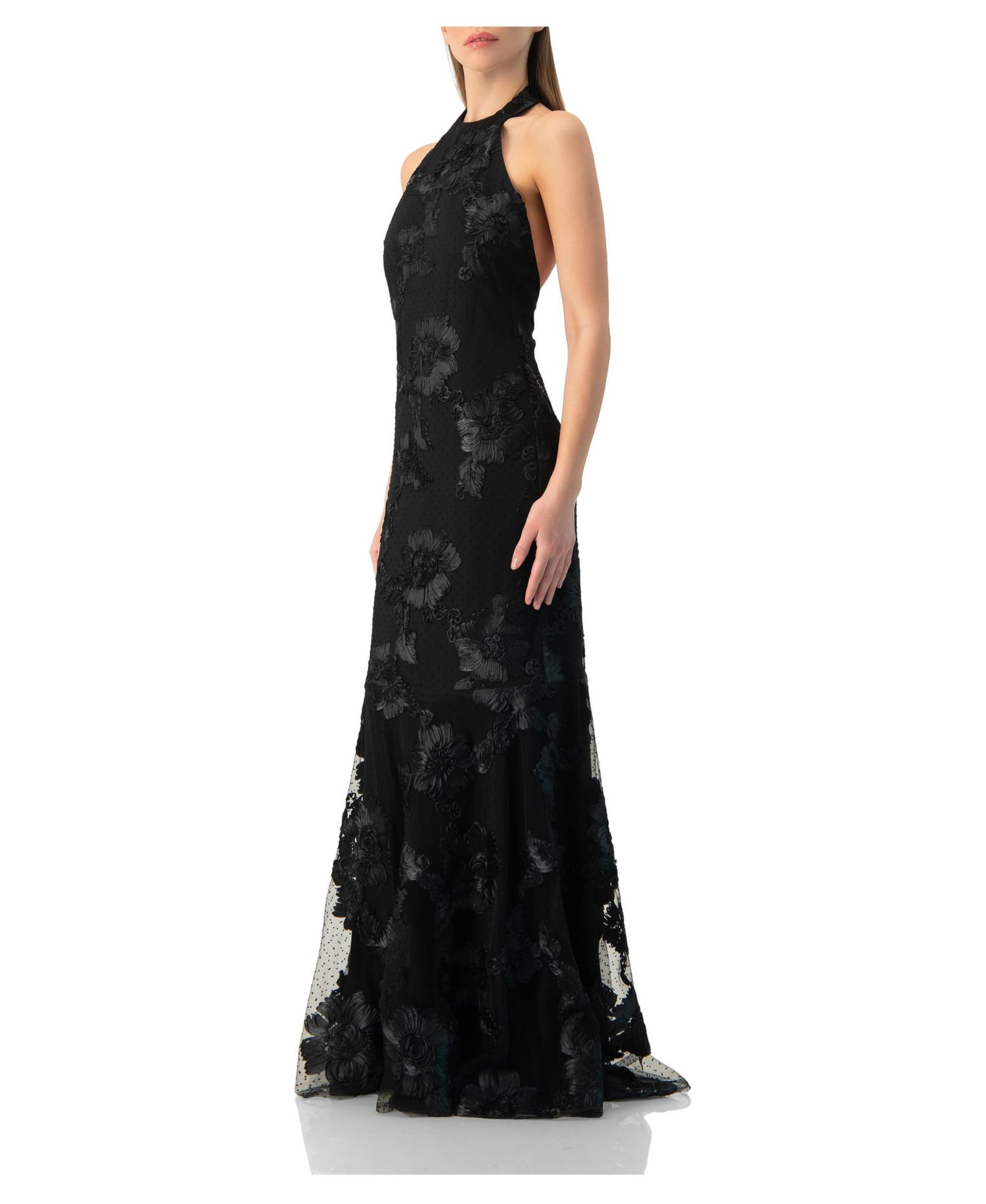 Women's Halter Floral Lace Mermaid Gown