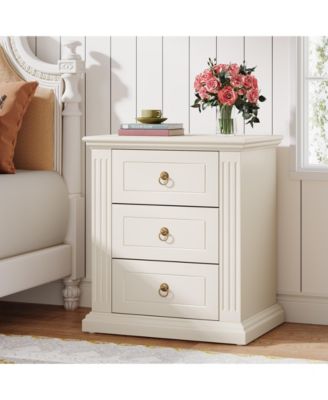3-Drawer Nightstand, Modern Bedside Table with Storage Drawers, Wood Night Stand Side End Table