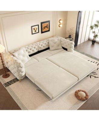 3-in-1 Convertible Sleeper Sofa, 28.4" Deep Seat Pull Out Sofa Bed