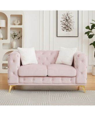 Modern Luxury Velvet Sofa with Chesterfield Quilted Accents & Pillows