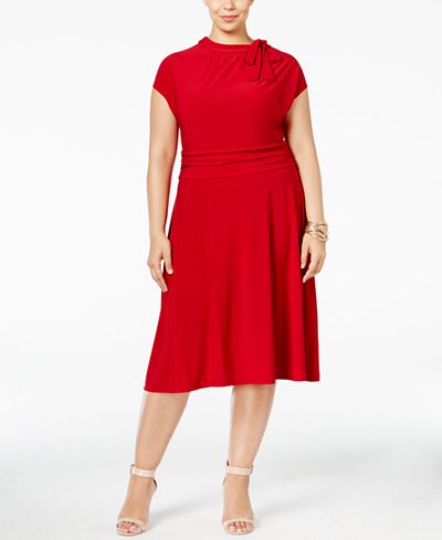 Love Squared Plus Size Tie-Neck A-Line Dress