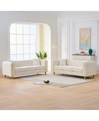  3+3 Velvet Chesterfield Sofa