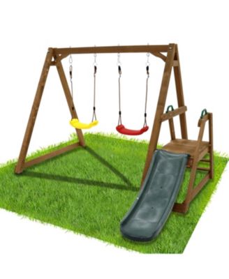 Boys Backyard Swing Set with Slide and Ladder