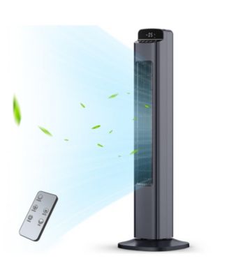36-Inch Smart WiFi Tower Fan, Painted Gray with 5 Speeds and Temp Display
