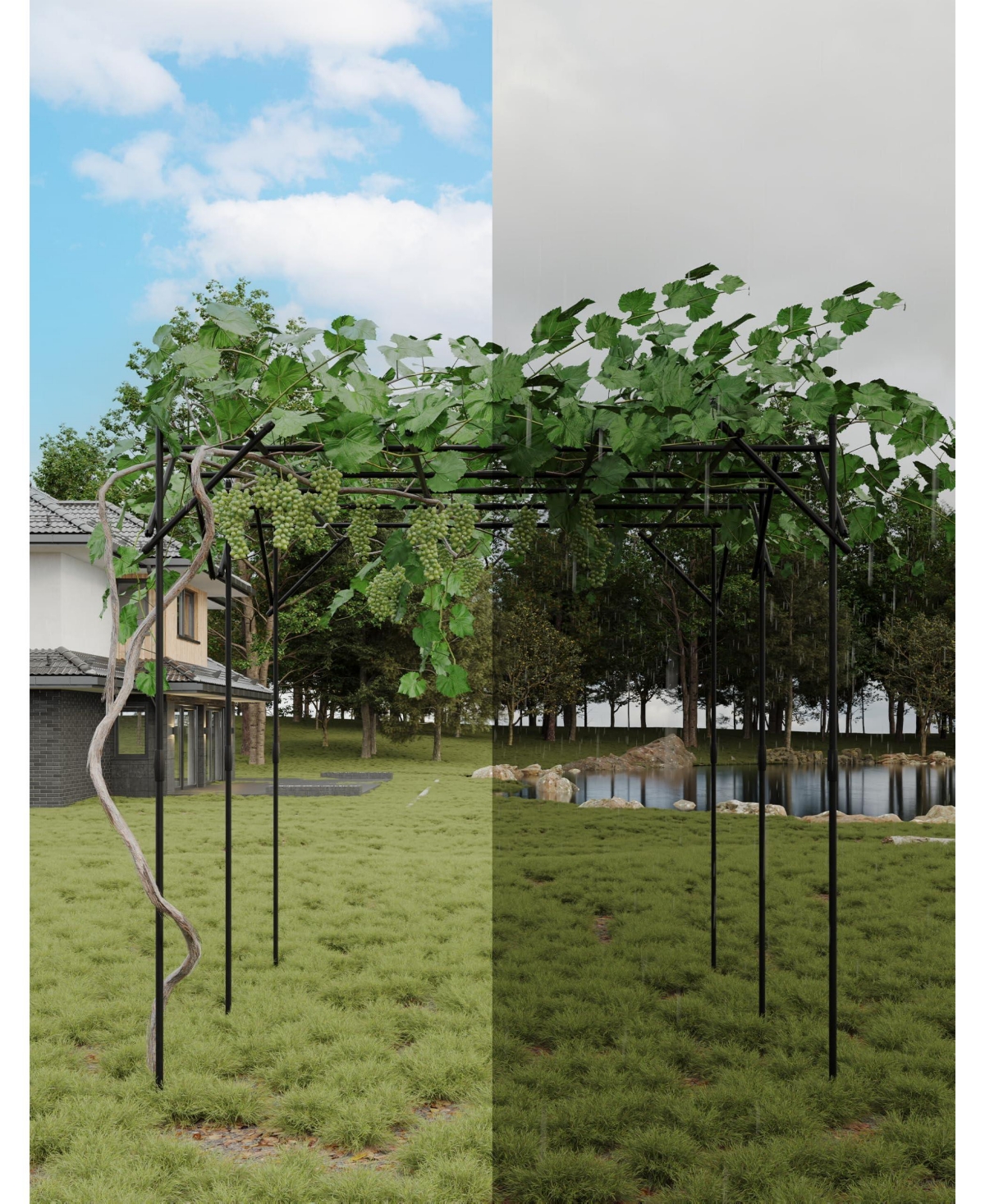 homfan Elegant Metal Garden Arch Trellis for Climbing Plants