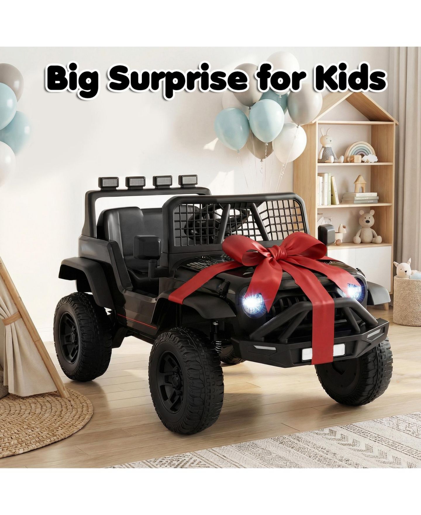 Детская игрушка Slickblue 24V Electric Ride On Car for Kids with Parent Remote, Music and Lights, цвет: Чёрный — фото 5