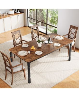 Large Rectangular Dining Table for 6 to 8 with Metal Frame
