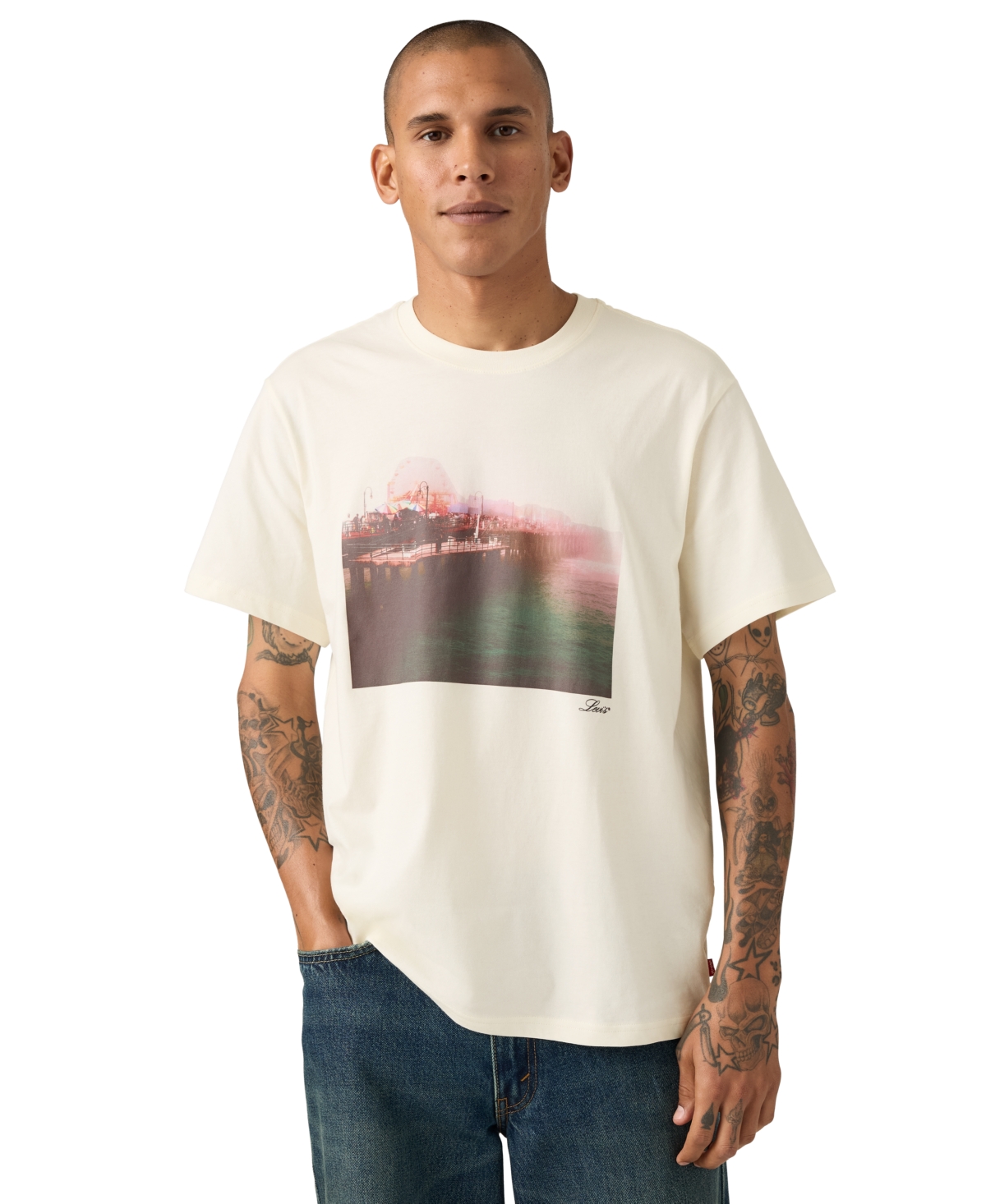 Levi's Men's Relaxed-Fit Short-Sleeve Graphic T-Shirt - Boardwalk Egret