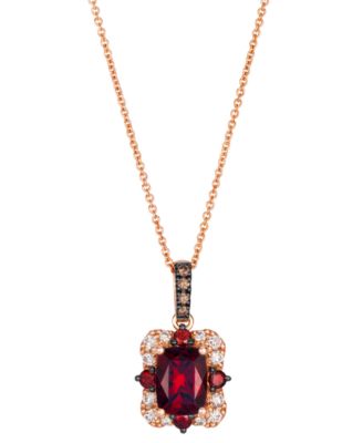 Pomegranate Garnet™ cushion cut (1-7/8 ct. t.w.) & Diamond (5/8 ct. t.w.) Pendant Necklace in 14k Strawberry Gold