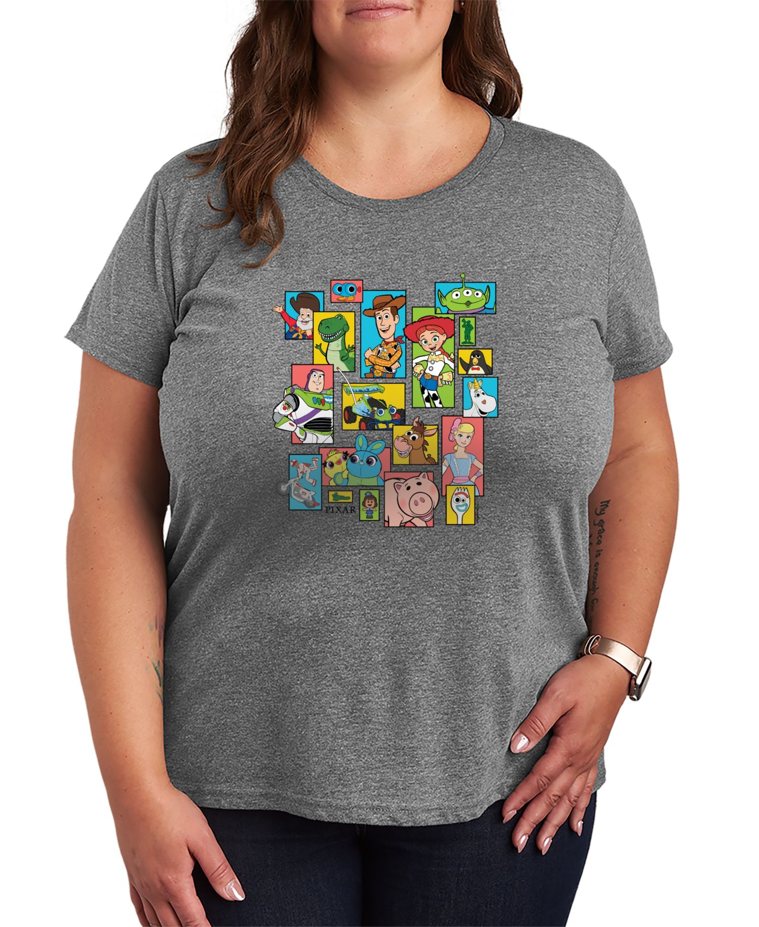 Plus Size Toy Story Grid Short-Sleeve Graphic T-Shirt