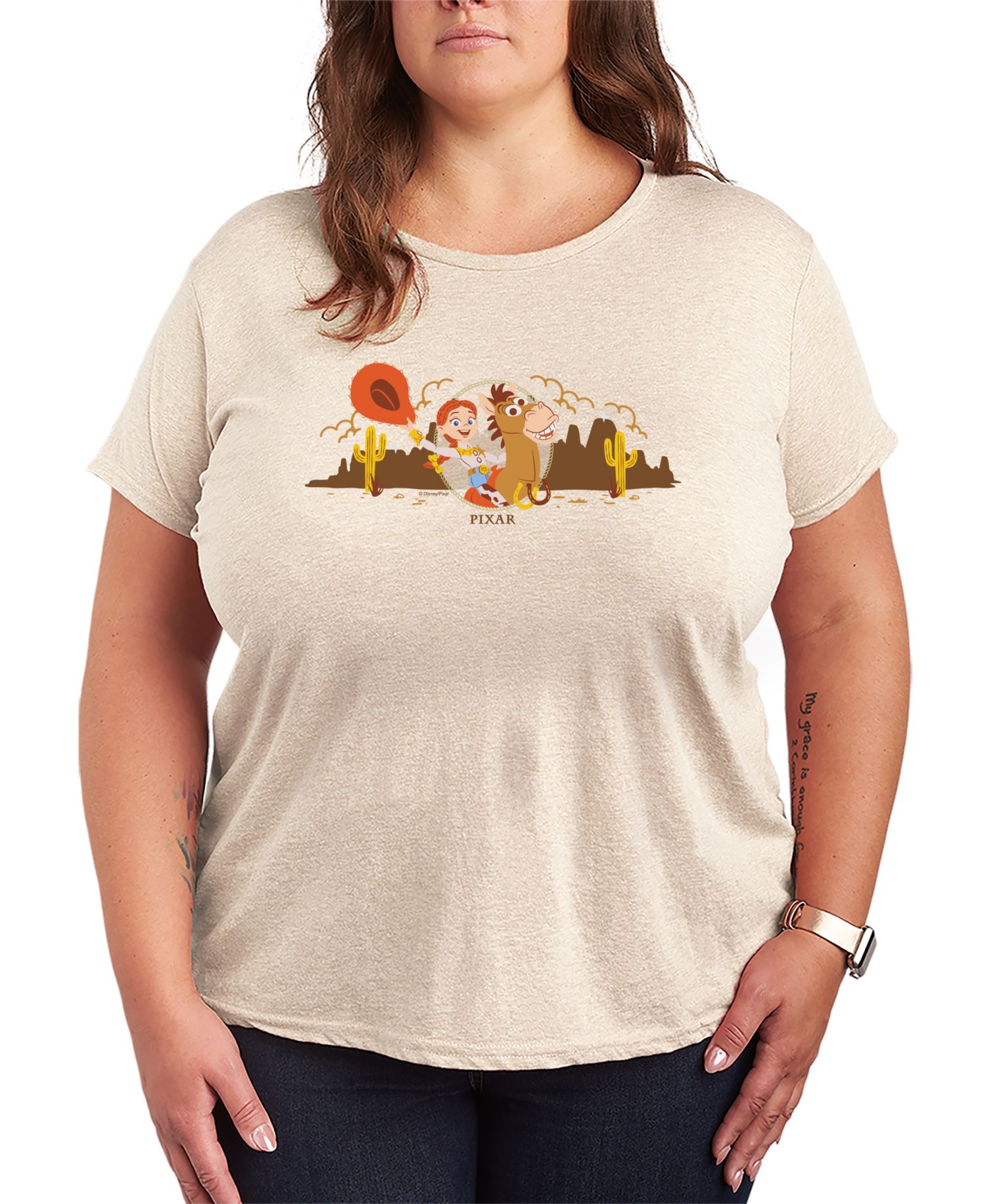 Plus Size Toy Story 5 Jessie Riding Bullseye Western Short-Sleeve Graphic T-Shirt