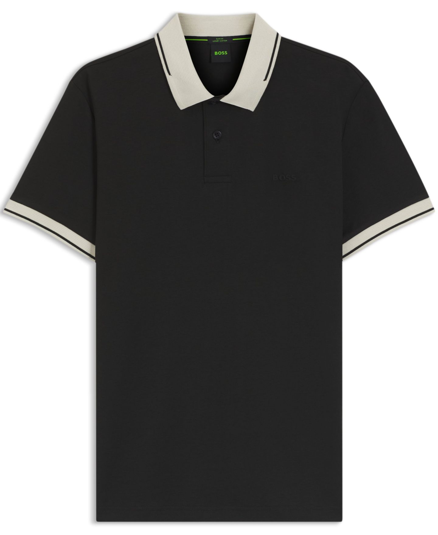 Мужское поло Hugo Boss Slim-Fit Cotton Polo Shirt, цвет: Чёрный — фото 2