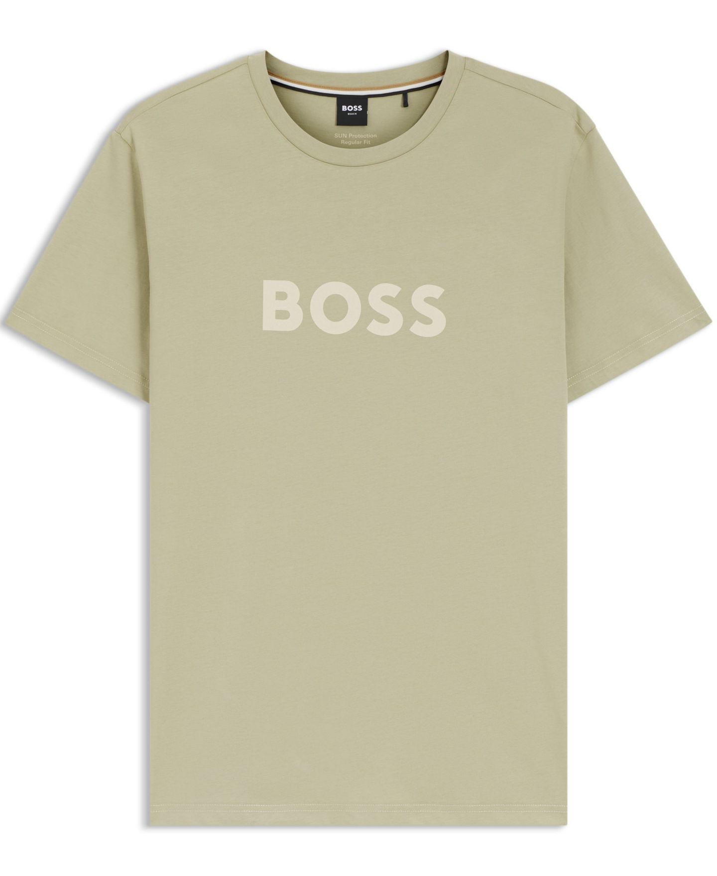 Мужская футболка Hugo Boss Cotton Regular-Fit, цвет: Тёмный бежевый — фото 2