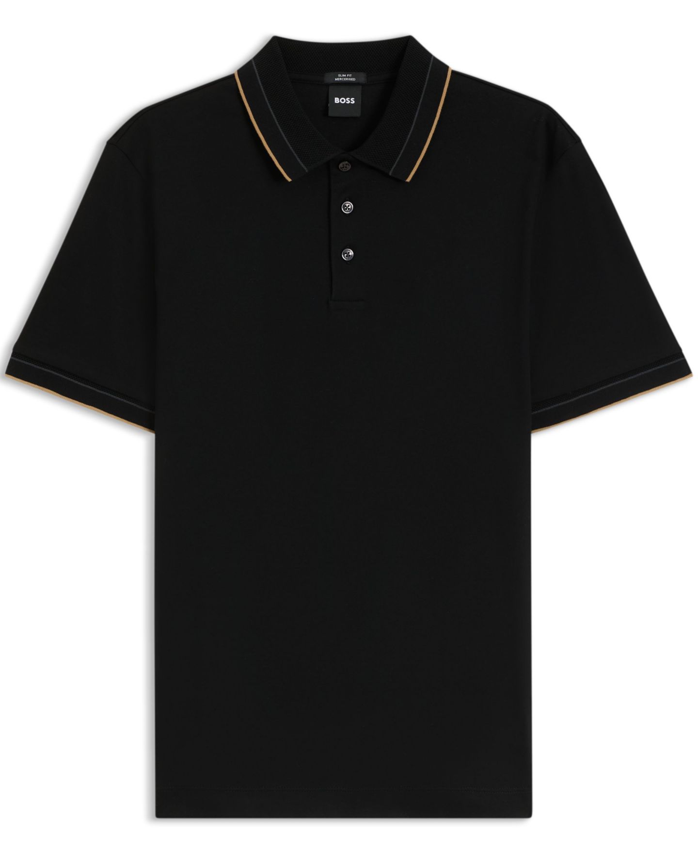 Мужское поло Hugo Boss Mercerised Cotton Slim-Fit Polo Shirt, цвет: Чёрный — фото 2