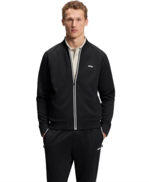 Мужская толстовка Hugo Boss Triangle-Jacquard Zip-Up, цвет: Чёрный