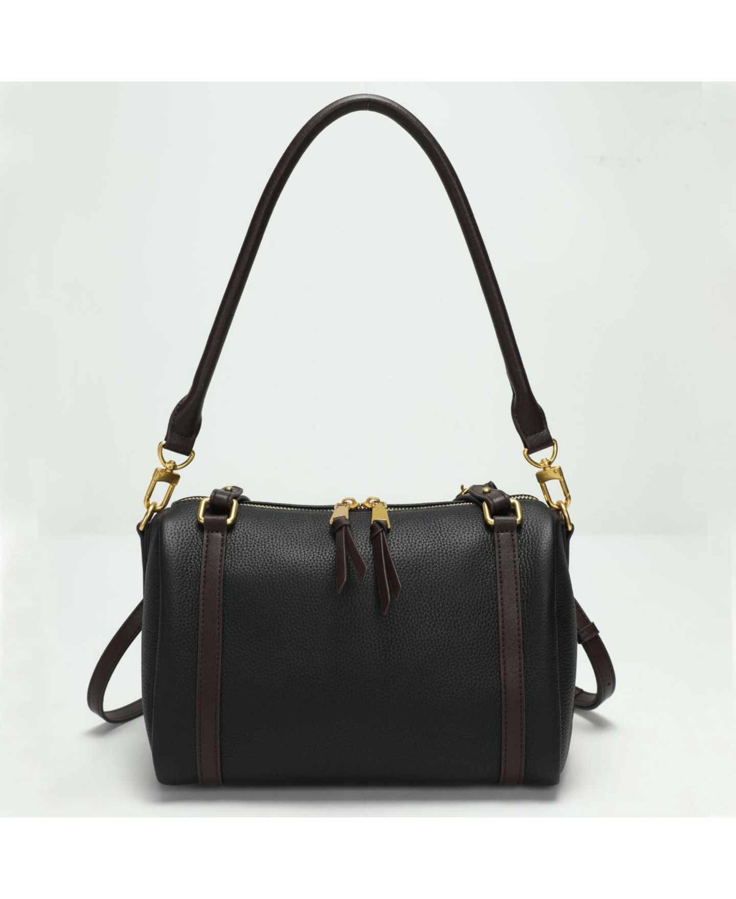 Женская сумка SUSU Elara Pebbled Leather Satchel Boston Dome Bag Top Handle Shoulder Crossbody Handbag, цвет: Чёрный — фото 4