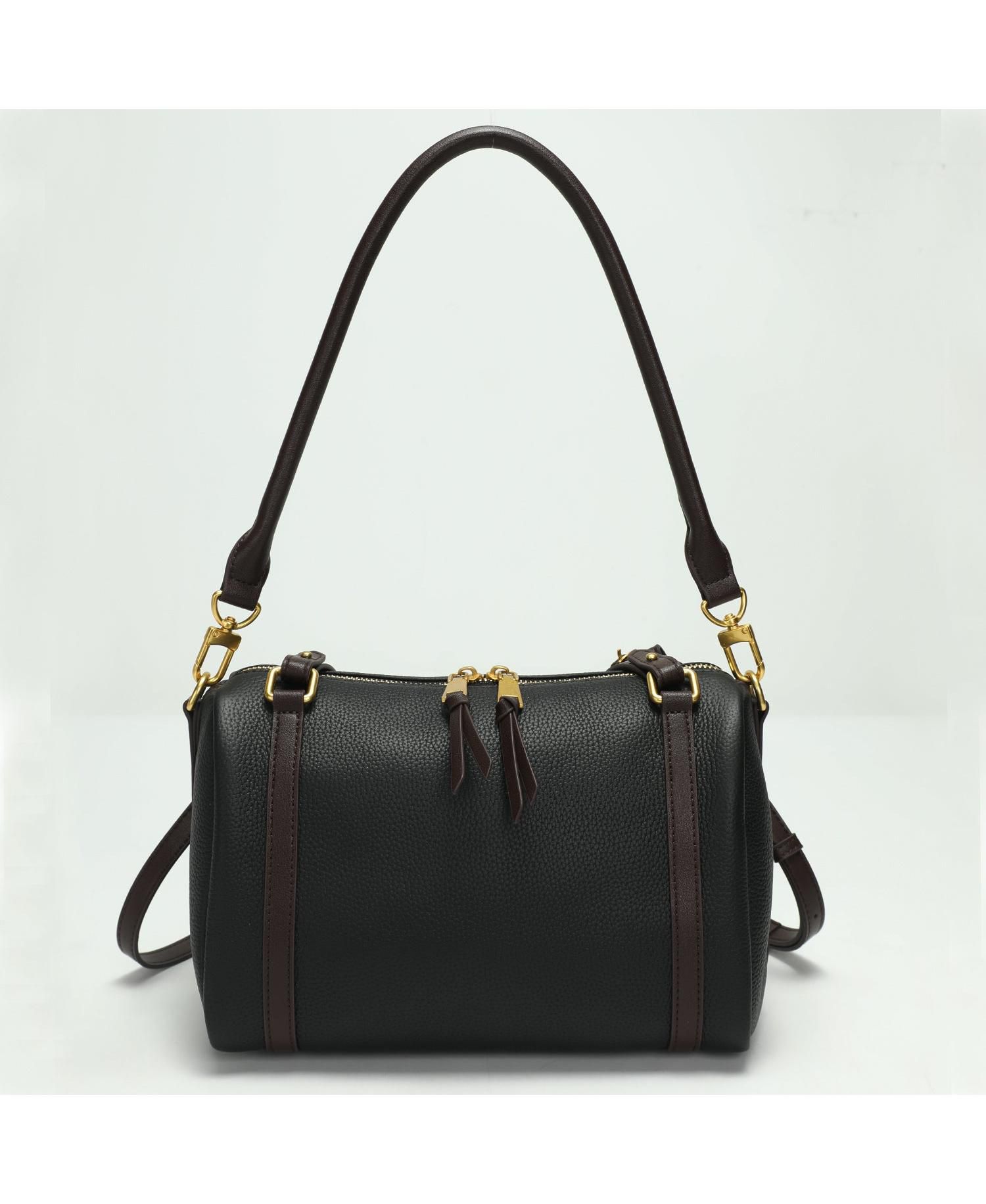 Women's Elara Pebbled Leather Satchel Boston Dome Bag Top Handle Shoulder Crossbody Handbag