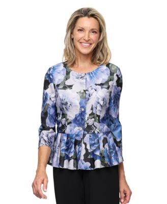 Petite 3/4-Length-Sleeve Printed Top