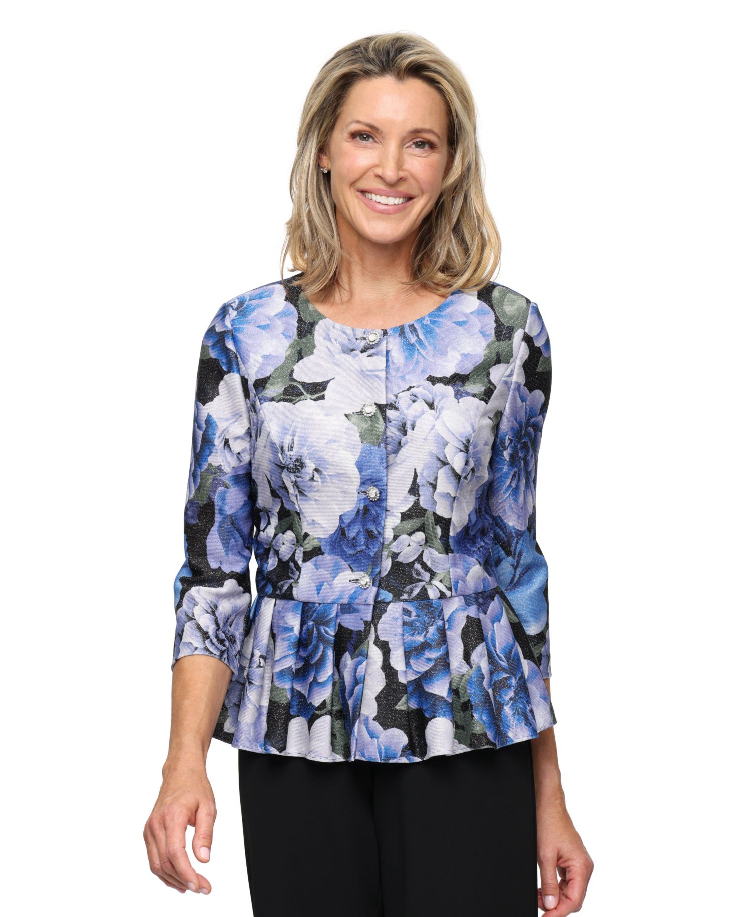 Petite 3/4-Length-Sleeve Printed Top