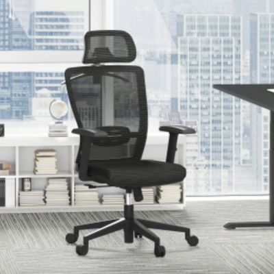 C3FM Ergonomic Office Chair with Foam Seat and Mesh Back, Adjustable Headrest and Lumbar Support, Swivel Desk Chair for Home Office -