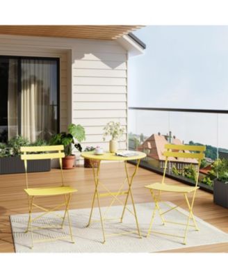 3-Piece Folding Patio Bistro Set with Table and 2 Chairs