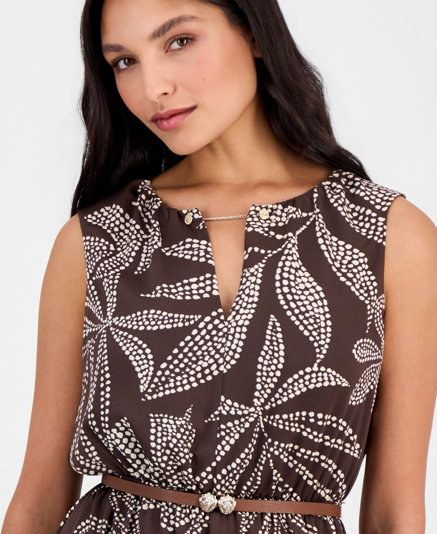 Women's Keyhole-Neck A-Line Midi Dress