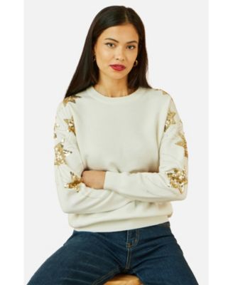 Women's Sequin Star Sleeves Jumper