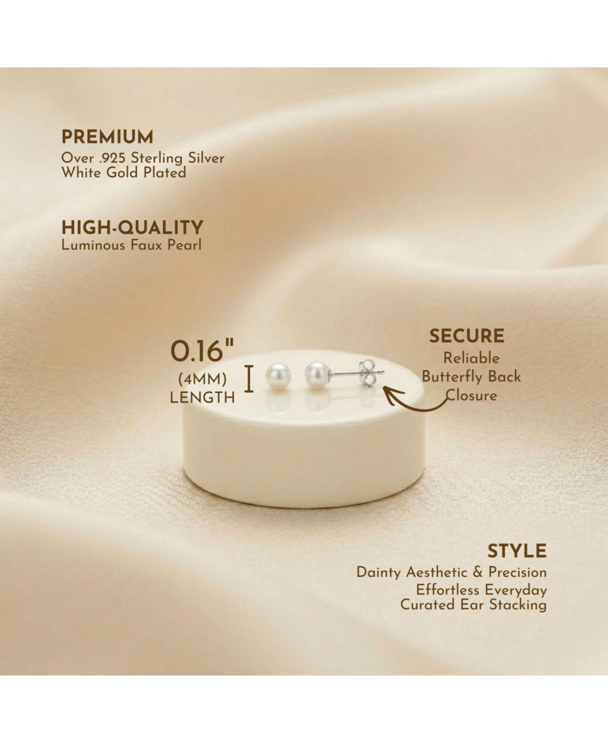 Sterling Silver Faux Pearl Studs