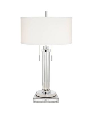 Cadence Modern Table Lamp with Square Riser 31 1/2" Tall Glass Column White Shade for Bedroom Living Room Bedside Office Family