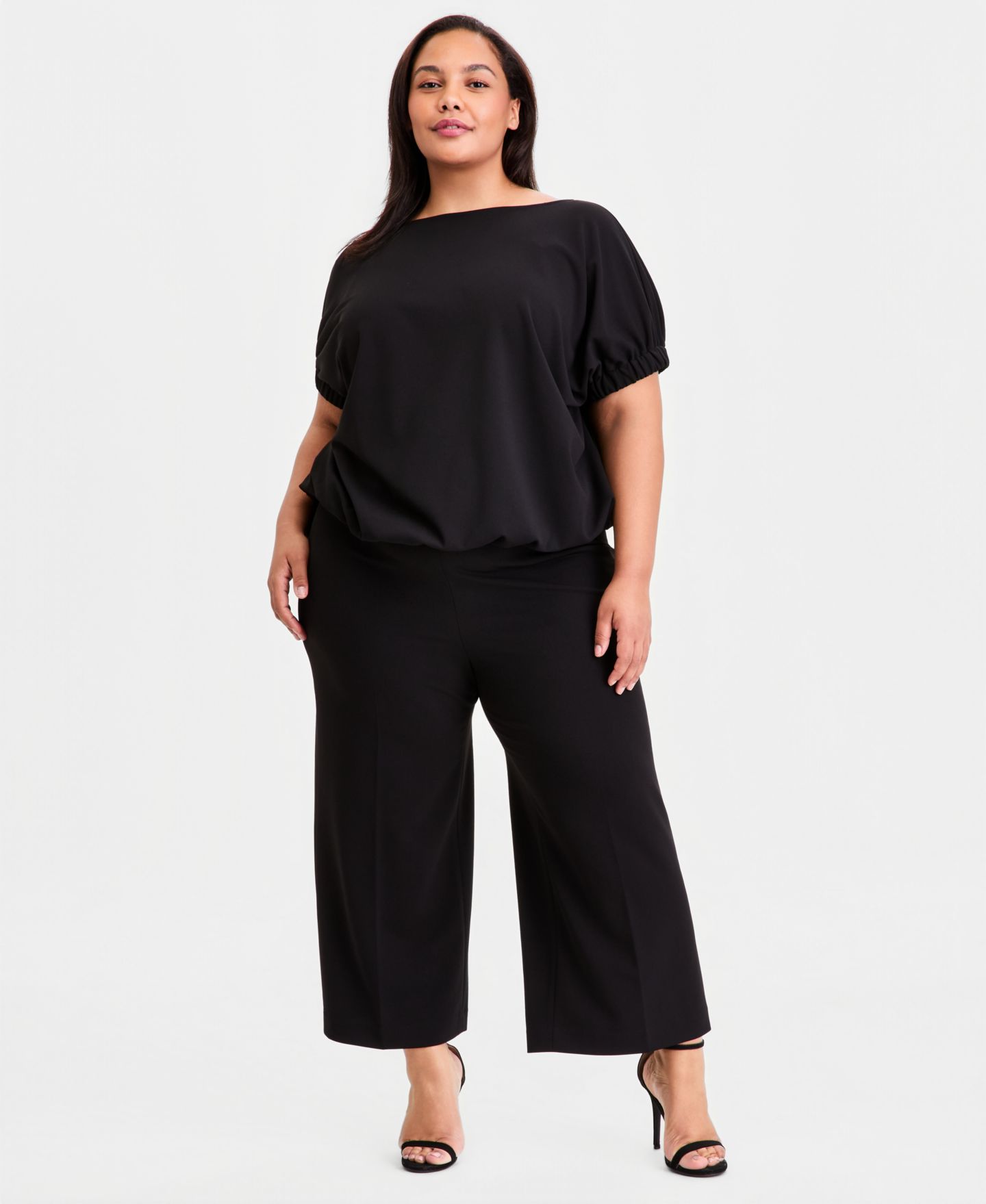 Женский топ Anne Klein Plus Size Boat-Neck Dolman-Sleeve Top, цвет: Чёрный — фото 2